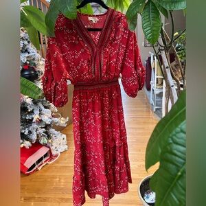 Max Studio Red Floral Midi Dress